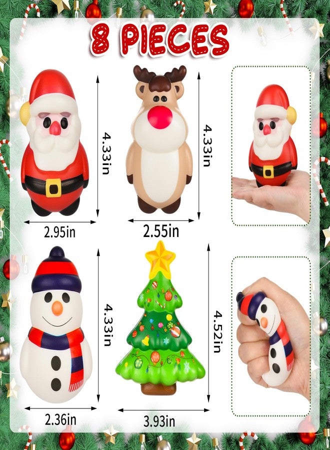 KFPPLXQ 8 Pack Christmas Squishy Toys Soft 4.5IN Christmas Squishies for Kids Includes Santa, Xmas Tree, Reindeer Snowman Decompression Stress Relief Hand Toy (4 Styles) - Image 2